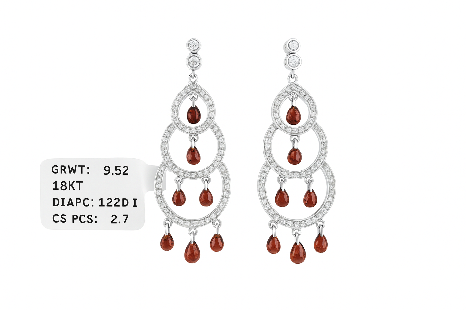 Beautiful 18 Kt Gold  Natural Diamond Earing